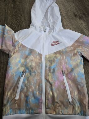 Nike White & Pastel Multi Hooded Windbreaker Jacket